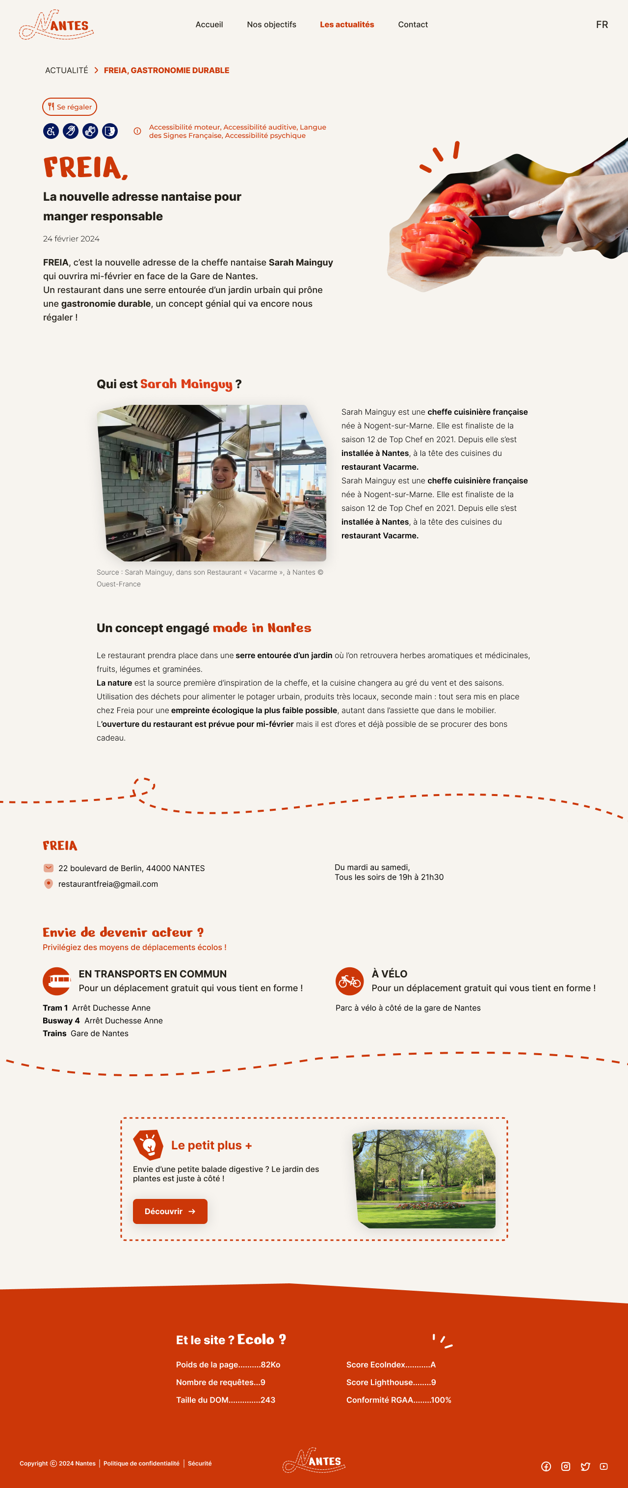 Prototype desktop d'une page actualité'